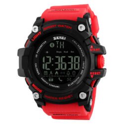 Red and Black Digital Watch Step Tracker Bluetooth