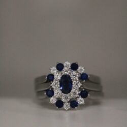 Silver Trio Ring Blue CZ