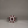 Silver Three Piece Ring Red CZ